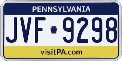 PA license plate JVF9298