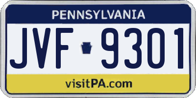PA license plate JVF9301