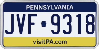 PA license plate JVF9318