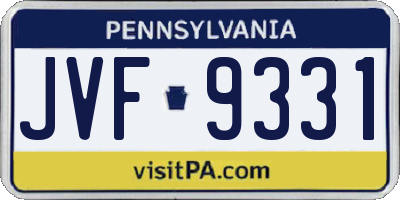 PA license plate JVF9331