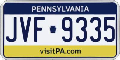 PA license plate JVF9335