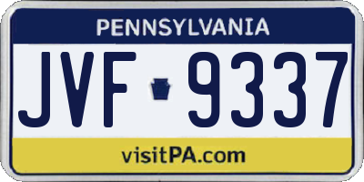 PA license plate JVF9337