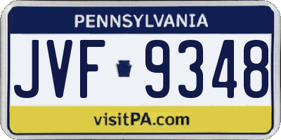 PA license plate JVF9348