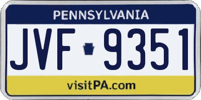 PA license plate JVF9351
