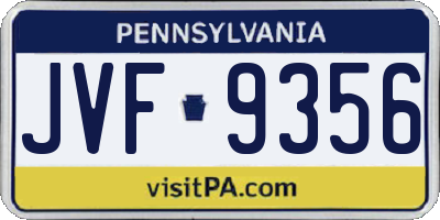 PA license plate JVF9356