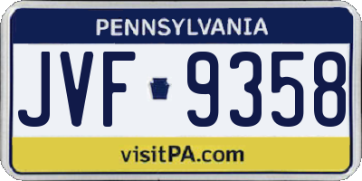 PA license plate JVF9358