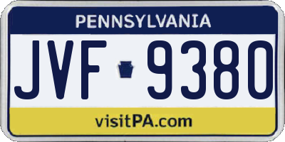 PA license plate JVF9380