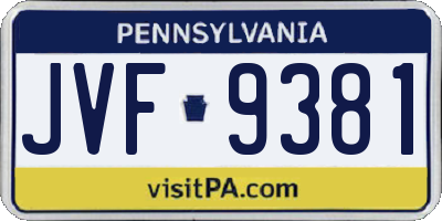 PA license plate JVF9381