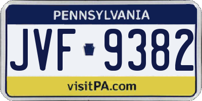 PA license plate JVF9382