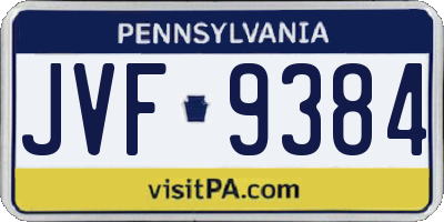 PA license plate JVF9384