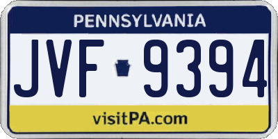 PA license plate JVF9394