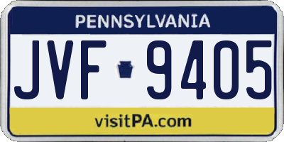 PA license plate JVF9405