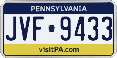 PA license plate JVF9433