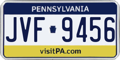 PA license plate JVF9456