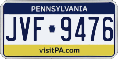 PA license plate JVF9476