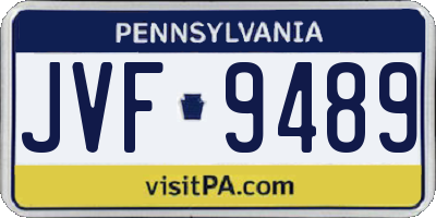 PA license plate JVF9489