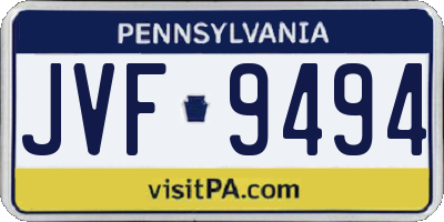 PA license plate JVF9494