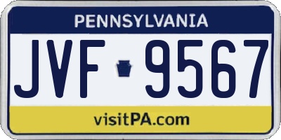 PA license plate JVF9567