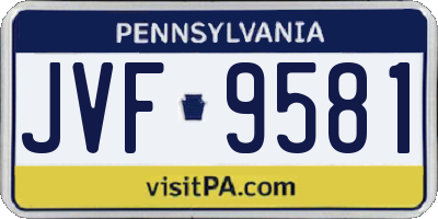 PA license plate JVF9581