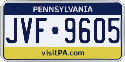 PA license plate JVF9605