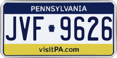 PA license plate JVF9626