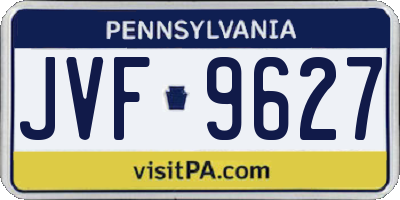 PA license plate JVF9627