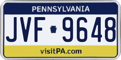 PA license plate JVF9648