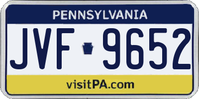 PA license plate JVF9652