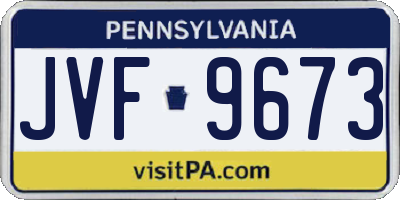 PA license plate JVF9673