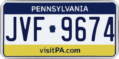 PA license plate JVF9674