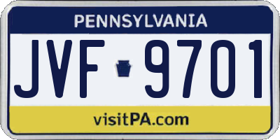PA license plate JVF9701