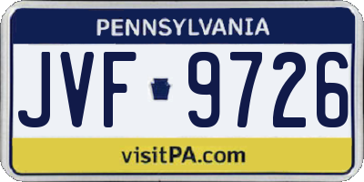PA license plate JVF9726