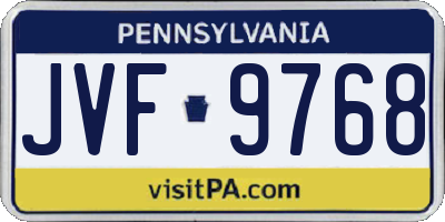 PA license plate JVF9768