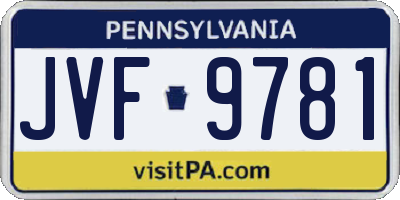 PA license plate JVF9781