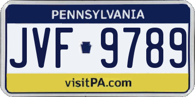 PA license plate JVF9789