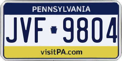 PA license plate JVF9804