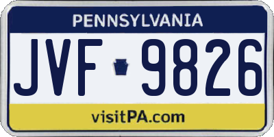 PA license plate JVF9826