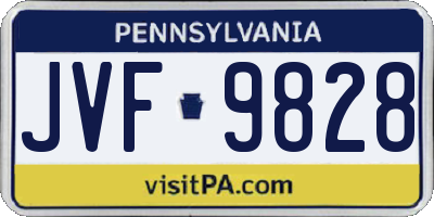 PA license plate JVF9828