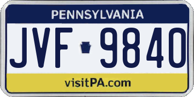 PA license plate JVF9840