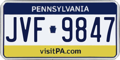 PA license plate JVF9847
