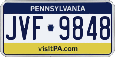 PA license plate JVF9848