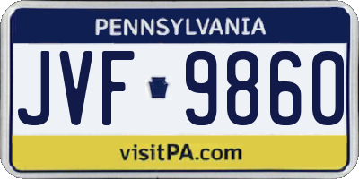 PA license plate JVF9860