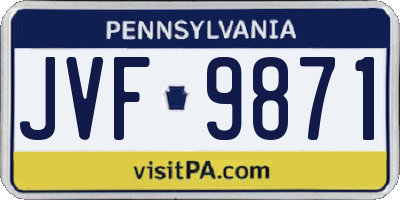 PA license plate JVF9871