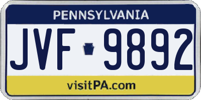 PA license plate JVF9892