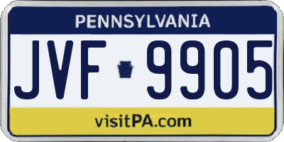 PA license plate JVF9905
