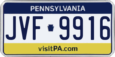 PA license plate JVF9916