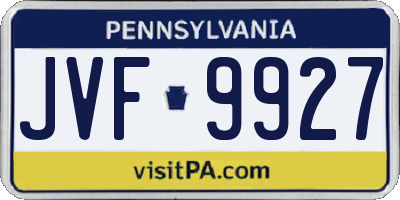 PA license plate JVF9927