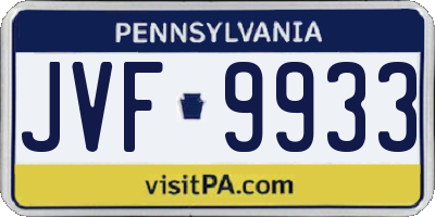 PA license plate JVF9933