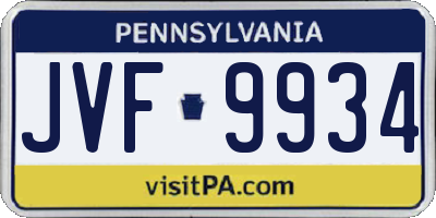 PA license plate JVF9934