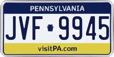 PA license plate JVF9945